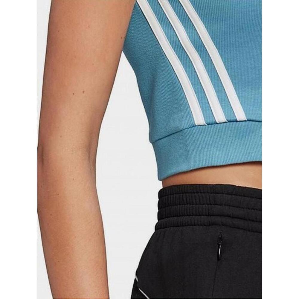 Adidas Women’s Sportswear Fitted Ribbed Tank Top, Blue XL - Picture 3 of 4